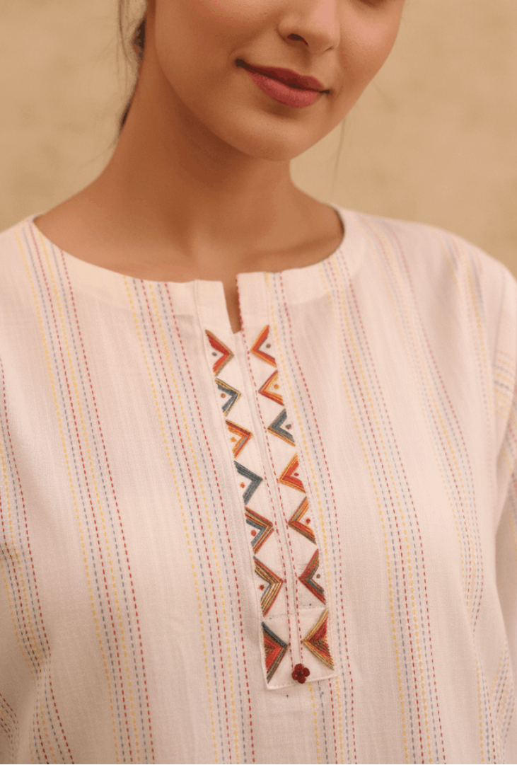 White Embroidered Kurta